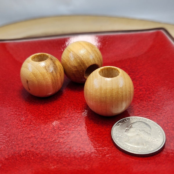 25MM Wood Beads, 3 Brown 25MM Wood Beads