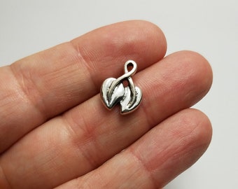 Silver Double Leaf Charms, 8 Silver Double Leaf Charms, Leaf Charms, Silver Leaf Charms