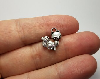 Silver Fox Charms, 6 Fox Charms, Fox Charms, Silver Fox Charms
