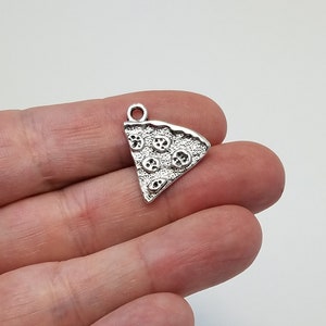 Silver Pizza Charms, 3 Pizza Slice Charms, Pizza Slice Charms, Silver Pizza Charms