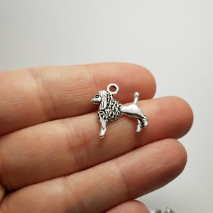 Silver Poodle Dog Charms, 5 Poodle Dog Charms, Dog Charms, Silver Dog Pendant