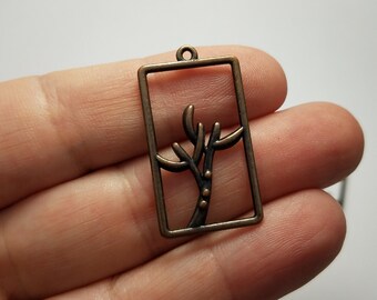 Copper Leaf Pendants, 5 Big Antiqued Copper Rectangle Leaf Charms, Leaf Pendants, Antiqued Copper Leaf Pendants