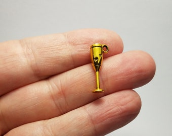 Gold Wine Glass Charms, 5 Wine Glass Champagne Charms, Champagne Glass Charms, Wine Charms