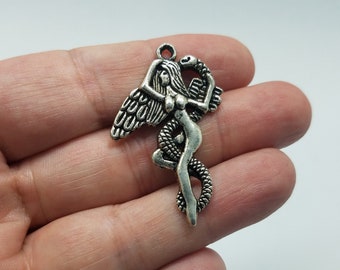 Silver Snake Woman Pendant, 1 Half Woman Half Snake Pendant, Snake Pendant, Snake Woman Pendant