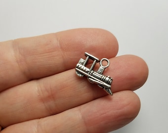 Silver Train Charms, 4 Train Charms, Train Charms, Silver Locomotive Charms, Silver Train Engine Charms