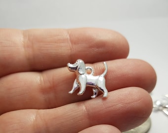 Silver Dog Charms, 5 Dog Charms, 3D Dog Charms, Silver Dog Charms