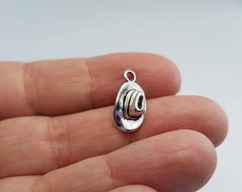 Silver Cowboy Hat Charms, 6 Silver Cowboy Hat Charms, Hat Charms, Hat Silver Charms, Silver Hat Charms