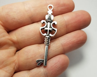 Silver Key Pendant, 1 Silver Key Pendant, Key Charm, Key Silver Pendant, Silver Keys Charm