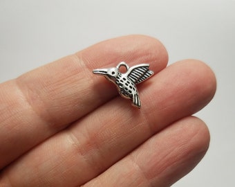 Silver Hummingbird Charms, 5 Hummingbird Charms, Hummingbird Charms, Hummingbird Charms
