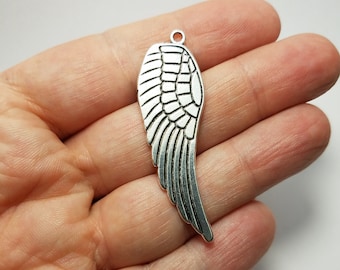 Silver Angel Wing Pendant, 1 Angel Wing Pendant, Wing Charm, Silver Wing Charm
