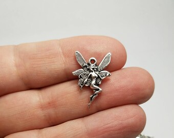 Silver Fairy Charms, 6 Fairy Charms, Angel Fairy Charms, Silver Angel Charms