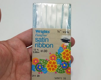 Wrights Carefree Ribbon White, 1 - 12 foot Long 1/4" Wide Wrights Carefree White Ribbon