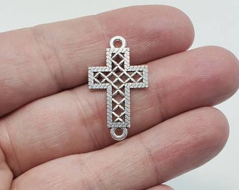 2 Silver Cross Pendant, Silver Cross Pendant, Cross Links