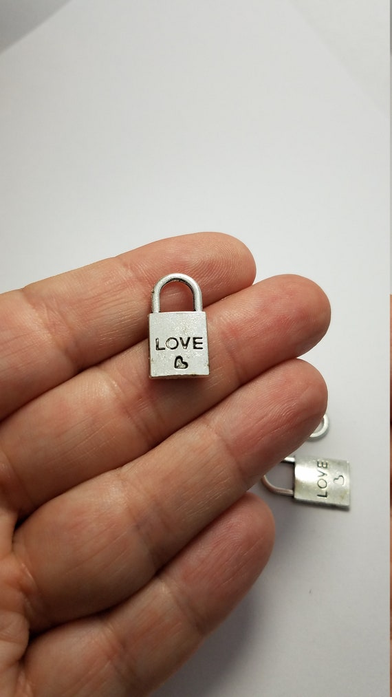 10 Lock Charms Miniature Findings Steampunk Charms Antiqued Silver Padlock
