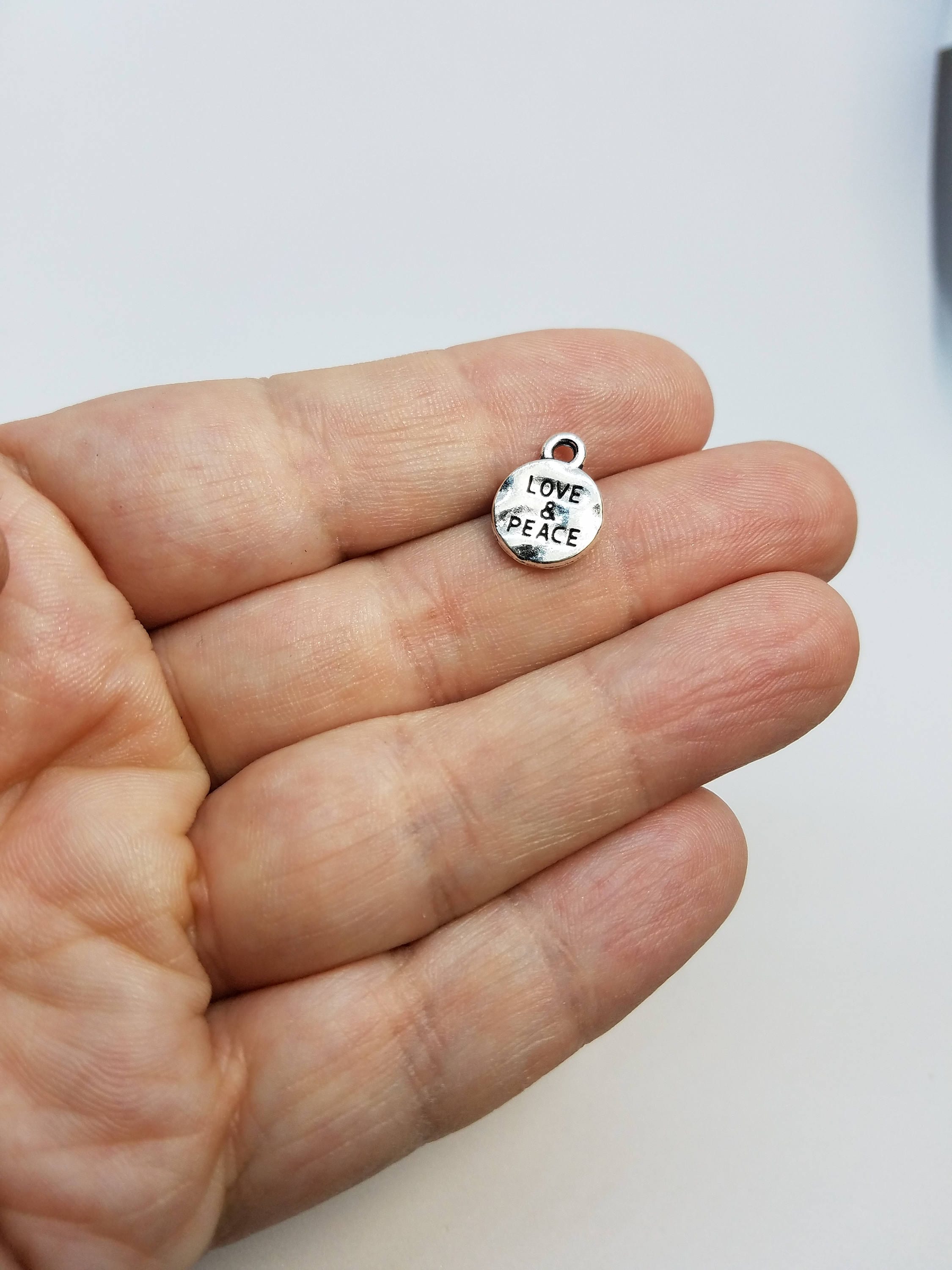 Silver Love & Peace Charms, 8 Love and Peace Charms, Love and 