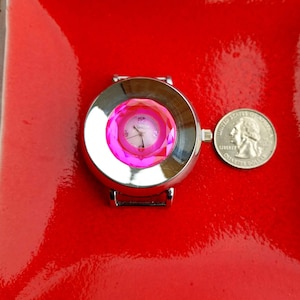 Hot Pink Geneva Watch, Pink Geneva Watch, Big Geneva Watch Face Piece