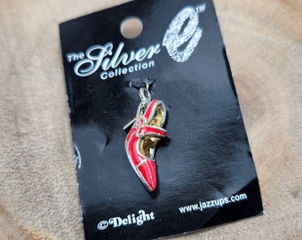 Vintage Red High Heel Charm, The Silver Collection Silver High Heel Charm, Sling Back Red High Heel Silver Charm