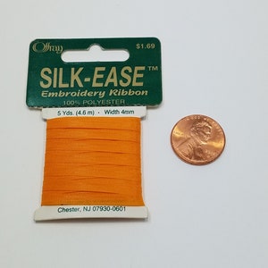 1 Silk-Ease Embroidery Ribbon, 707 Melon Orange, 5 Yards, Width 4mm
