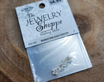 Sterling Silver Rhinestone Daisy Spacer Beads, The Jewelry Shoppe Silver Rhinestone Daisy Spacers 5mm