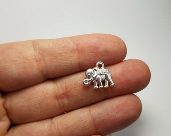 Silver Elephant Charms, 5 Elephant Charms, Elephant Charms, Silver Elephant Charms