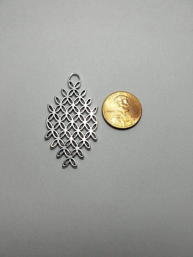 Silver Leaf Pattern Pendant Silver Leaf Pendant 1 Silver Flower Medallion