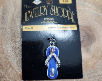 Flip Flops Charm, The Jewelry Shoppe Flip Flop Charm, Navy Pink Silver Sandle Charm