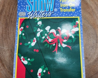 1 Festive Garland Iron-On Transfer, Snow Writers Christmas Festive Garland Full-Size Iron On Transfer
