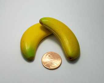 Vintage Artificial Decorative Bananas, 2 Piece Artificial Bananas