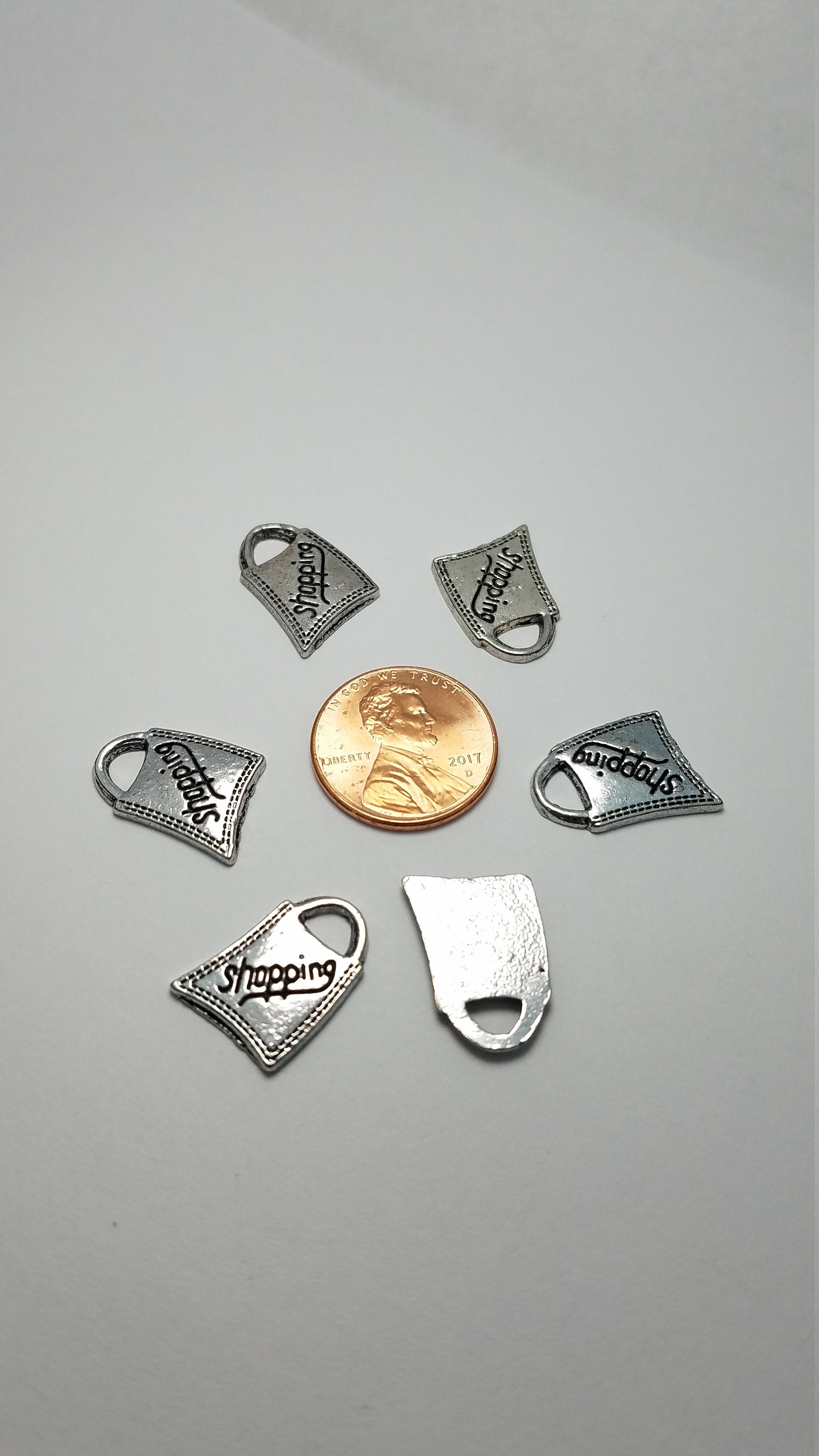 Silver Shopping Bag Charms 6 Shopping Bag Charms Shopping Etsy