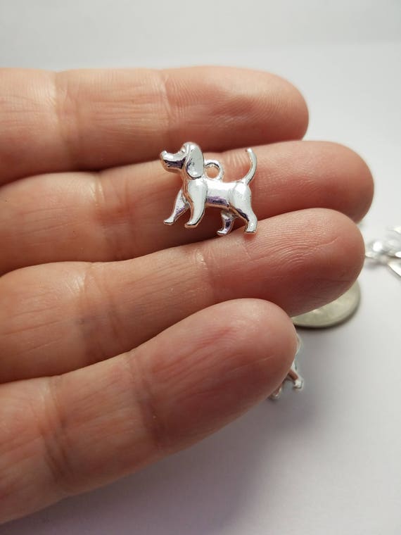 Silver Dog Charms 5 Dog Charms 3D Dog Charms Silver Dog Charms Etsy