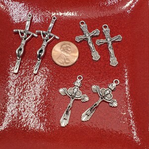 6 Silver Medium Cross Charms, 6 Silver Cross Charms, 6 Cross Charms, Cross Charms, Silver Medium Cross Charms
