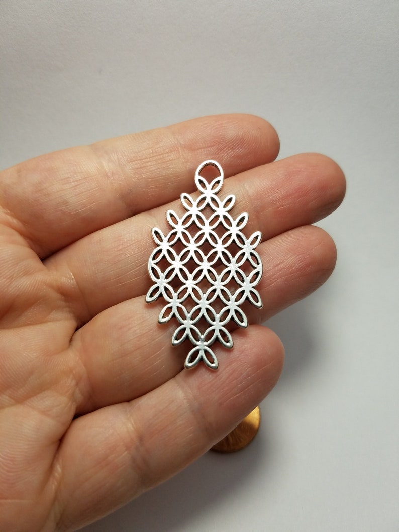 Silver Leaf Pattern Pendant Silver Leaf Pendant 1 Silver Flower Medallion