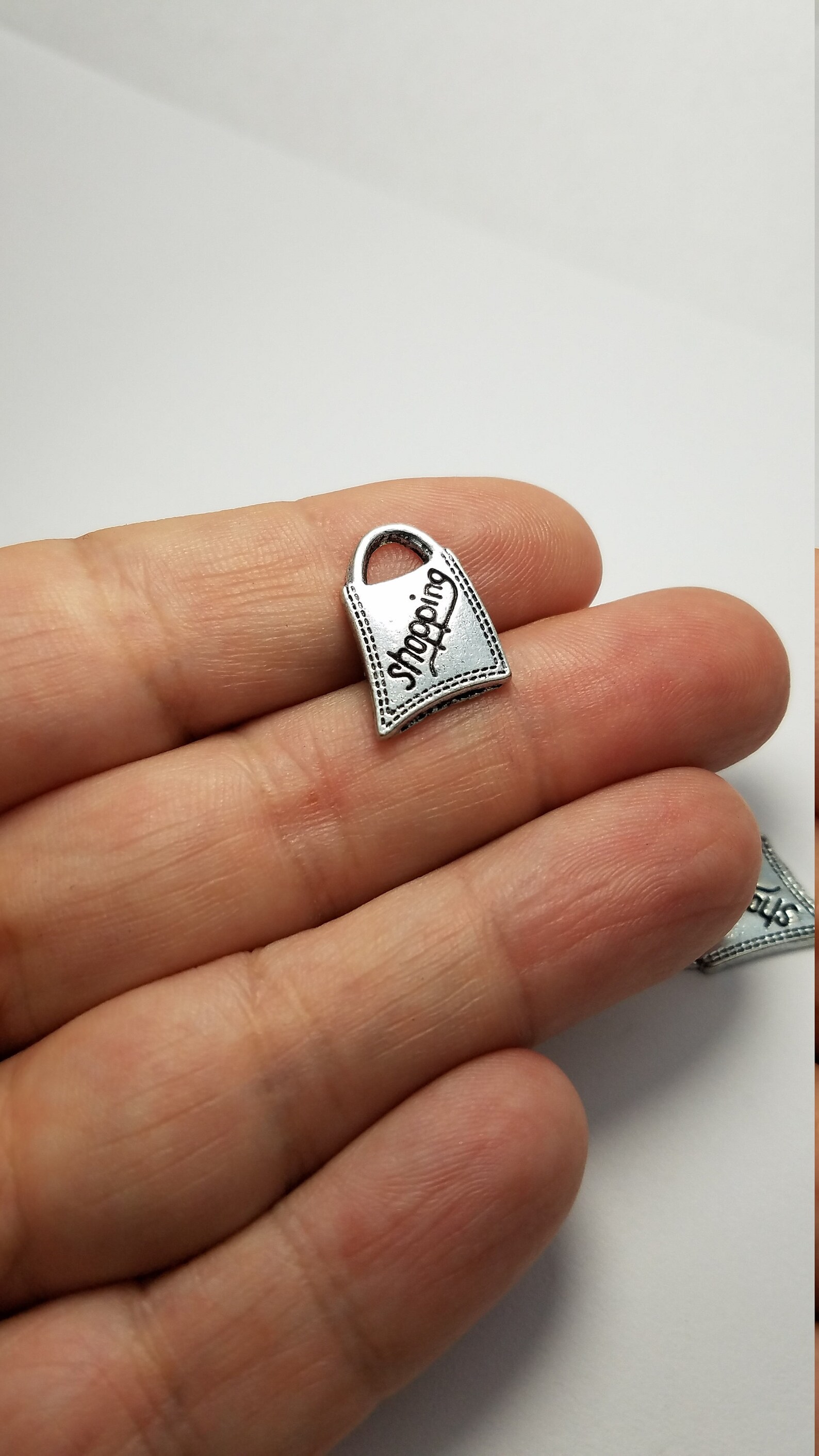 Silver Shopping Bag Charms 6 Shopping Bag Charms Shopping Etsy