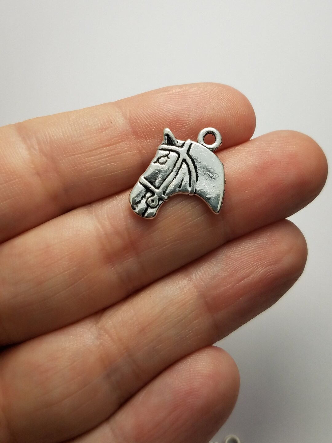 Silver Horse Head Charms, 4 Horse Head Charms, Horse Charms, Head Horse