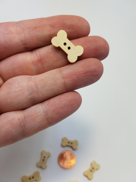 6 Dog Bone Buttons Dog Bone Wood Buttons Dog Bone Wooden Etsy