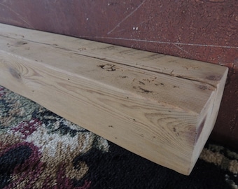 Rustic Barn Beam Mantle Shelf - 1800's Reclaimed Wood (43-1/2")