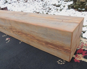 Barn Wood Fireplace Mantle 74" x 7-1/2" x 7-1/2" - Authentic Vintage Old Growth