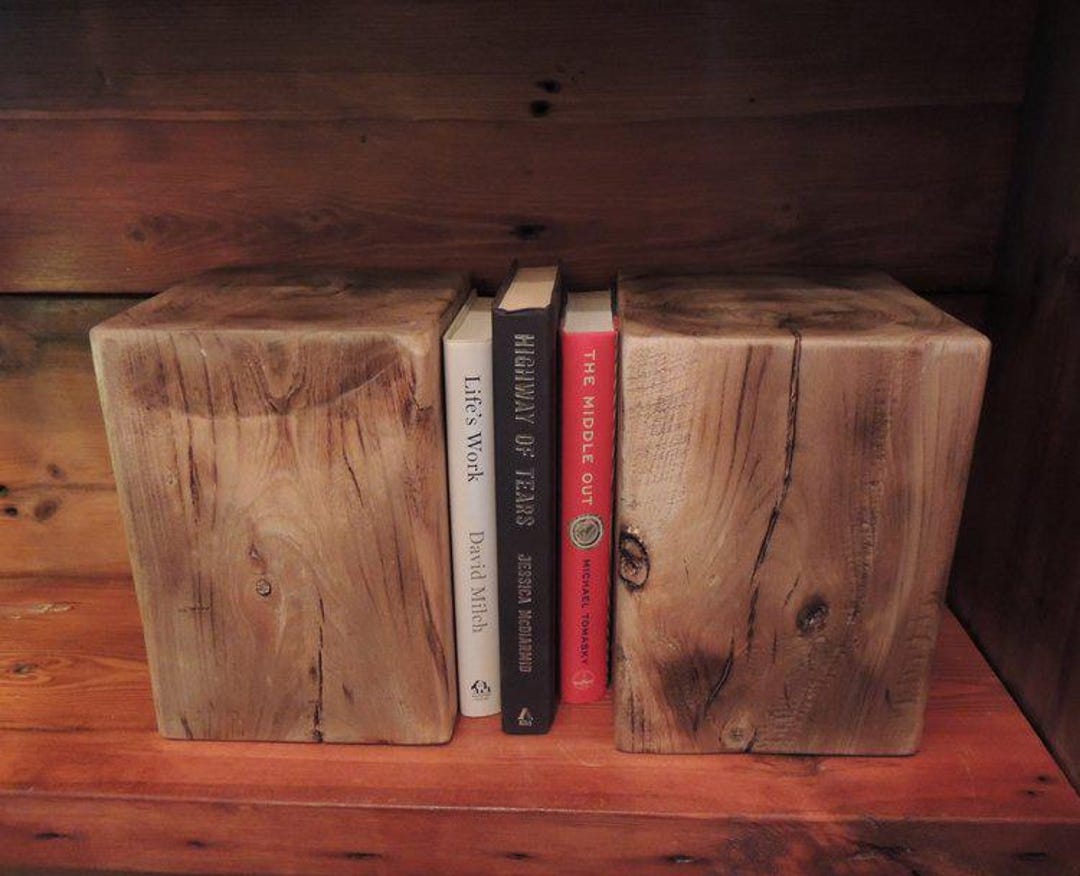 Bookends // Reclaimed Barn Wood Bookends Wood Sculptures 1800's Art ...