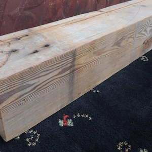 Authentic Fireplace Mantel 84&quot; x 7-1/2&quot; x 7-1/4&quot; // Affordable Solid Old Growth Timber Barn Beam Mantel // Ships Free // 8 Hanging Choices