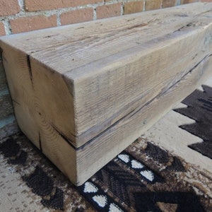 Bulky Mantle Shelf 35 x 8-1/4 x 8-1/8 // Barn Beam Side Table // Antique Barnwood Pedestal // Ships Free