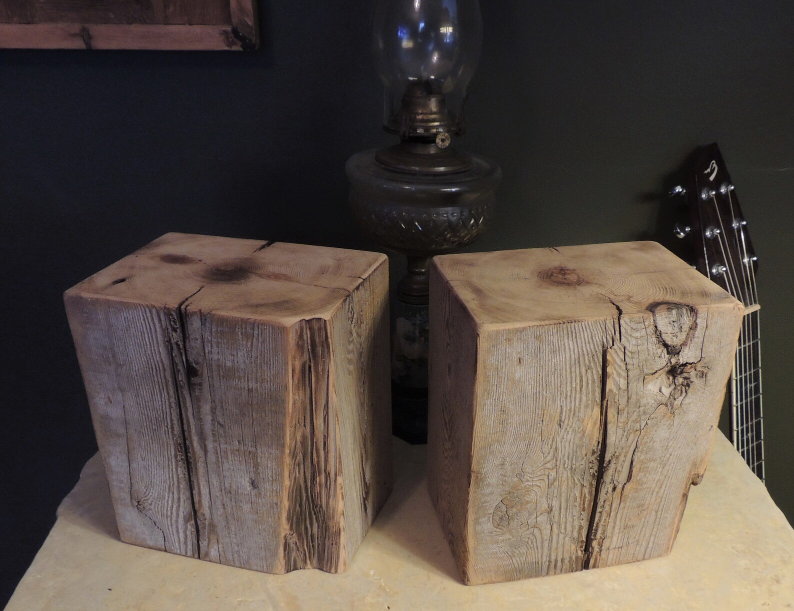 Reclaimed Barn Wood Art Blocks // Rustic Gray Hued Art Stands Etsy