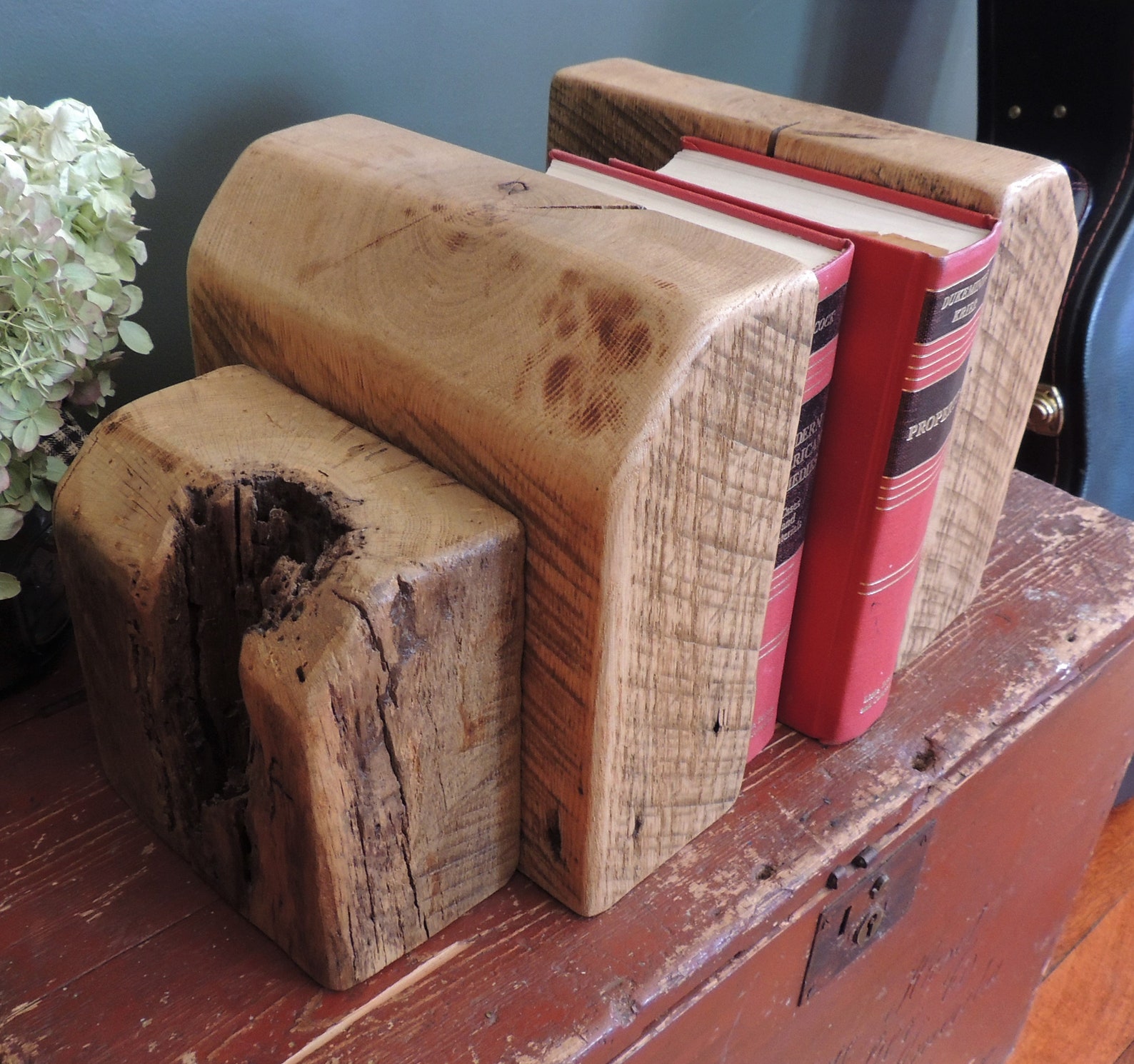 Rustic Bookends Large Oak Bookends Reclaimed Art Blocks Etsy