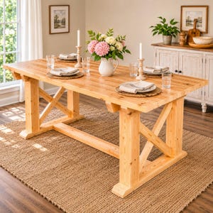 Outdoor Table Plans PDF, DIY Wooden Dining Table, Farmhouse Furniture Building Guide