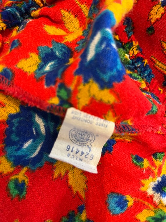 1960s Romper Union Label Tagged Red with Blue Flo… - image 4