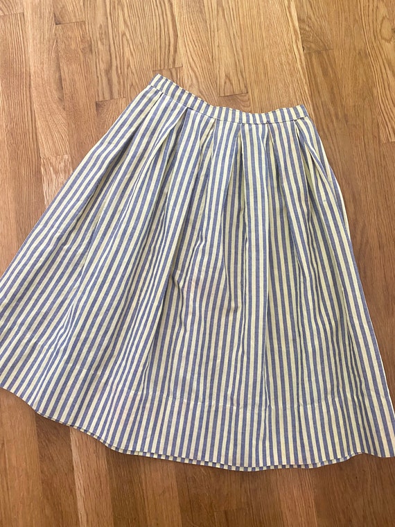 1940s Chartreuse and Gray Striped Skirt Styled by… - image 1
