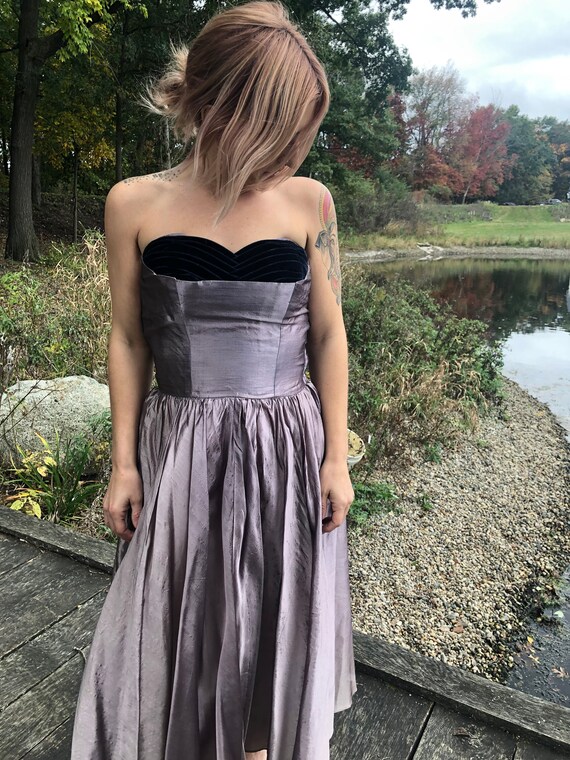 Lavender Lane | 1950s Lavender Raw Silk Strapless