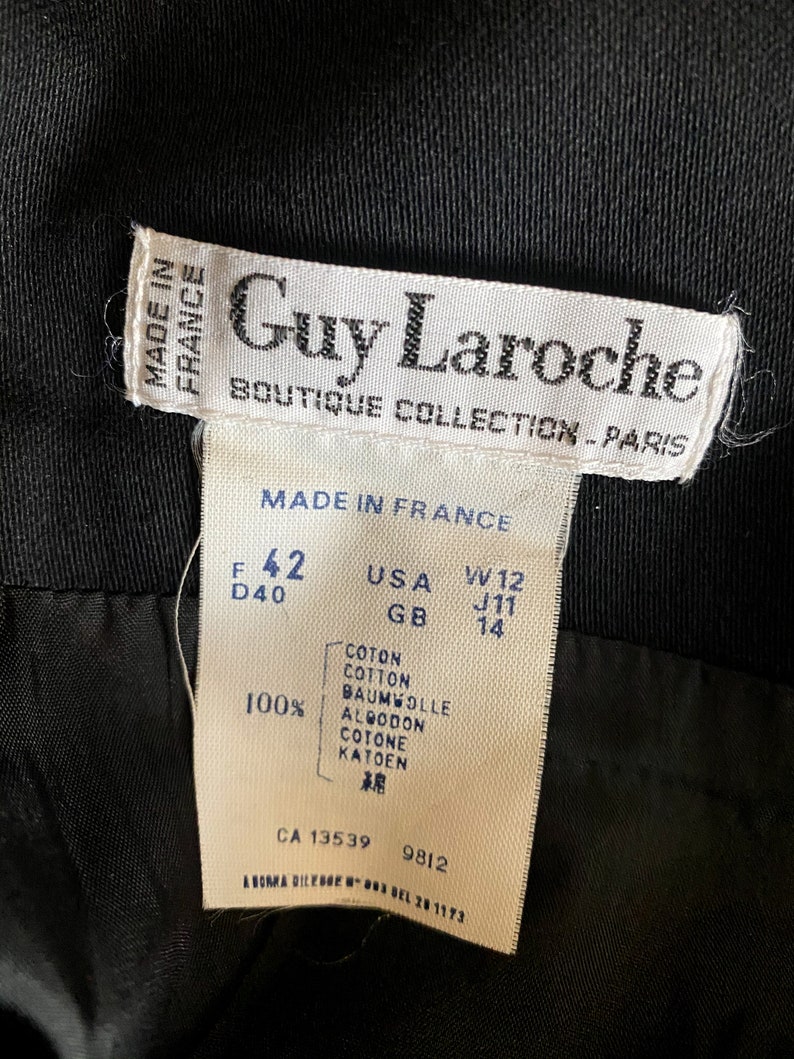 Vintage Guy Laroche Paris Inky Black Long Skirt Wide Art | Etsy