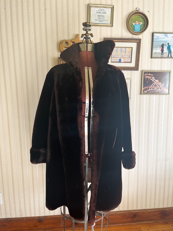 1950s Chocolate Brown Mouton Swing Coat by JL Huds