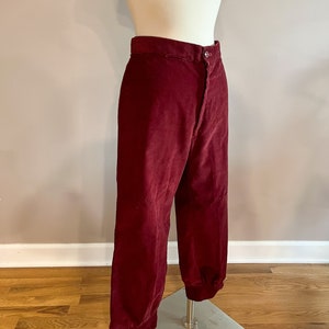 1970s Oxblood Corduroy Bloomers with Button cuffs vintage pants