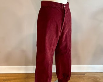 1970s Oxblood Corduroy Bloomers with Button cuffs vintage pants